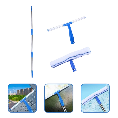 Pro-Gloss 2-in-1 Window Cleaning System: Squeegee, Microfiber